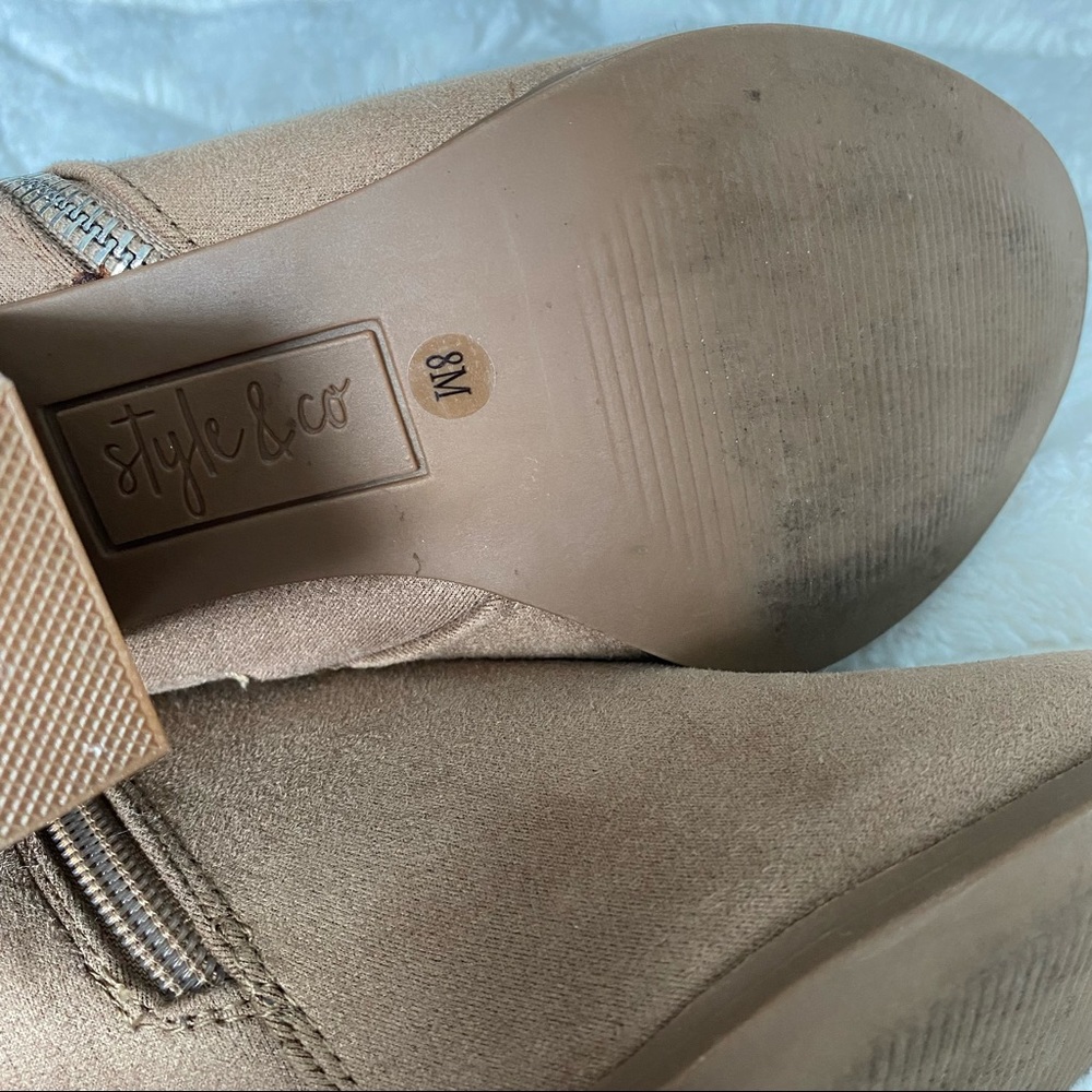 Style & Co. Tan/Cream Heeled Boots Women’s Size 8 - Picture 10 of 11